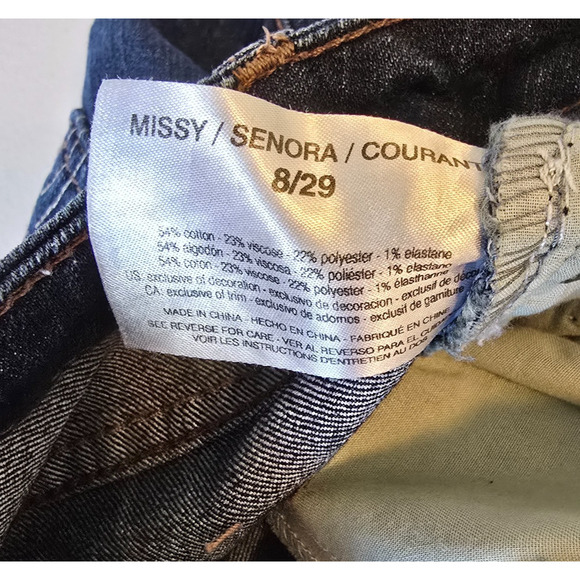 Vintage America Blues Boho Bootcut Women's 8 Blue Dark Wash Embroidered Pockets - Picture 5 of 16